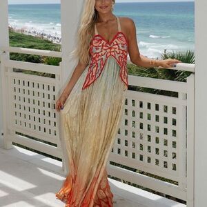 Thesethree Halter Beaded Maxi Dress